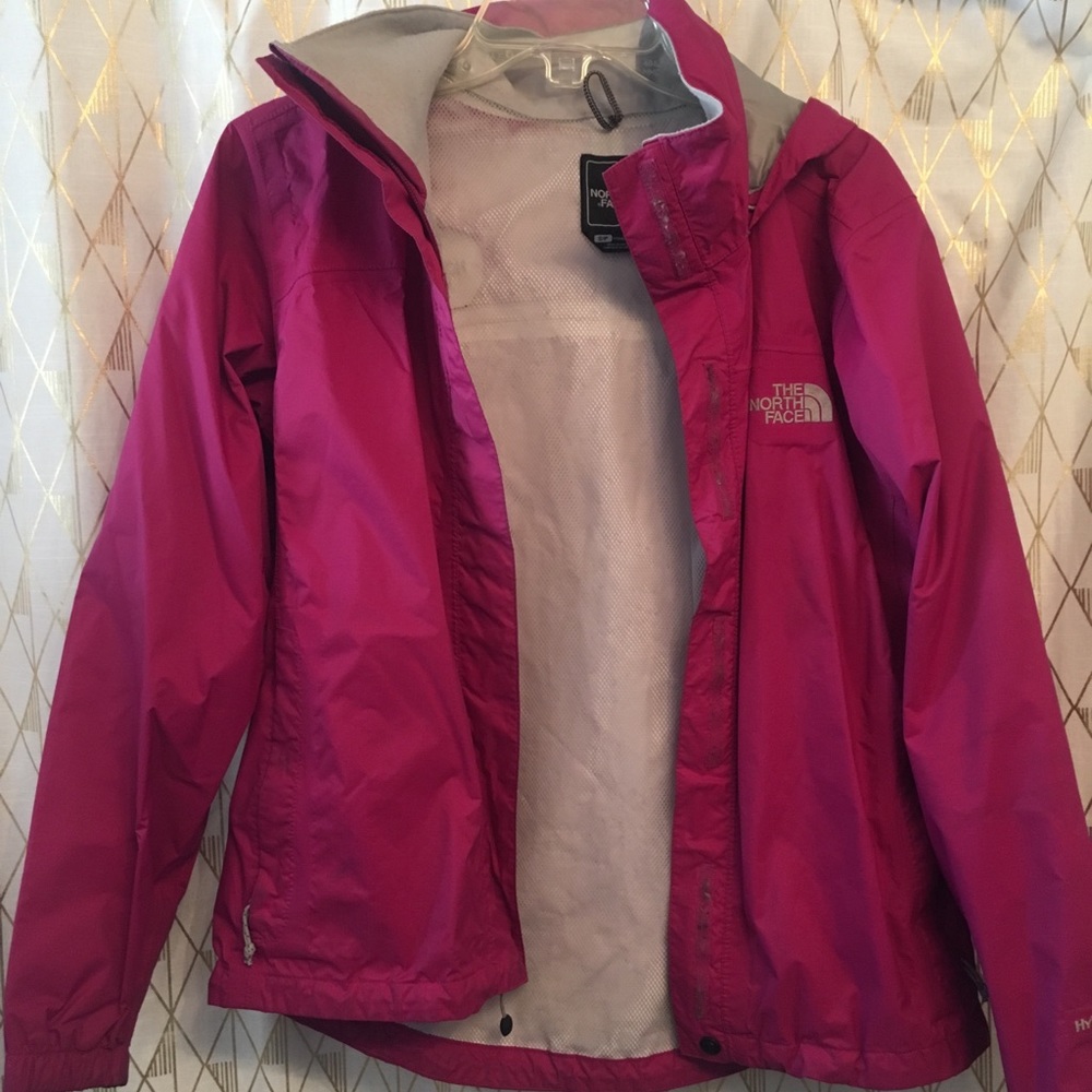 Pink North Face rain jacket